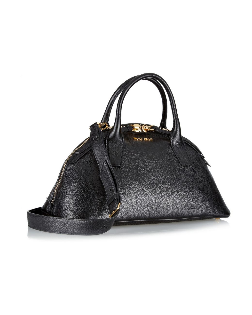 Miu Miu Bugatti TexturedLeather Tote in Black Lyst