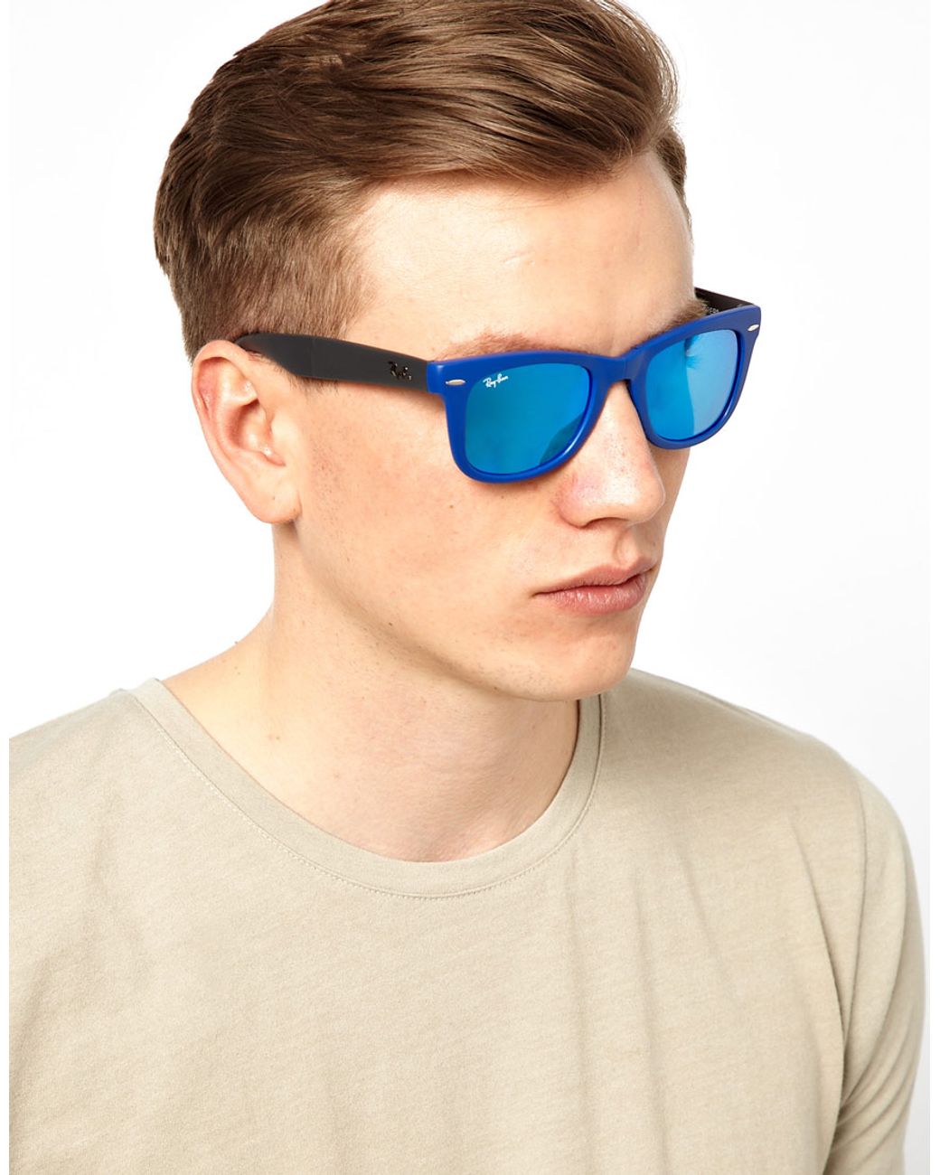 Ray Ban Folding Wayfarer Sunglasses In Blue For Men Lyst Canada