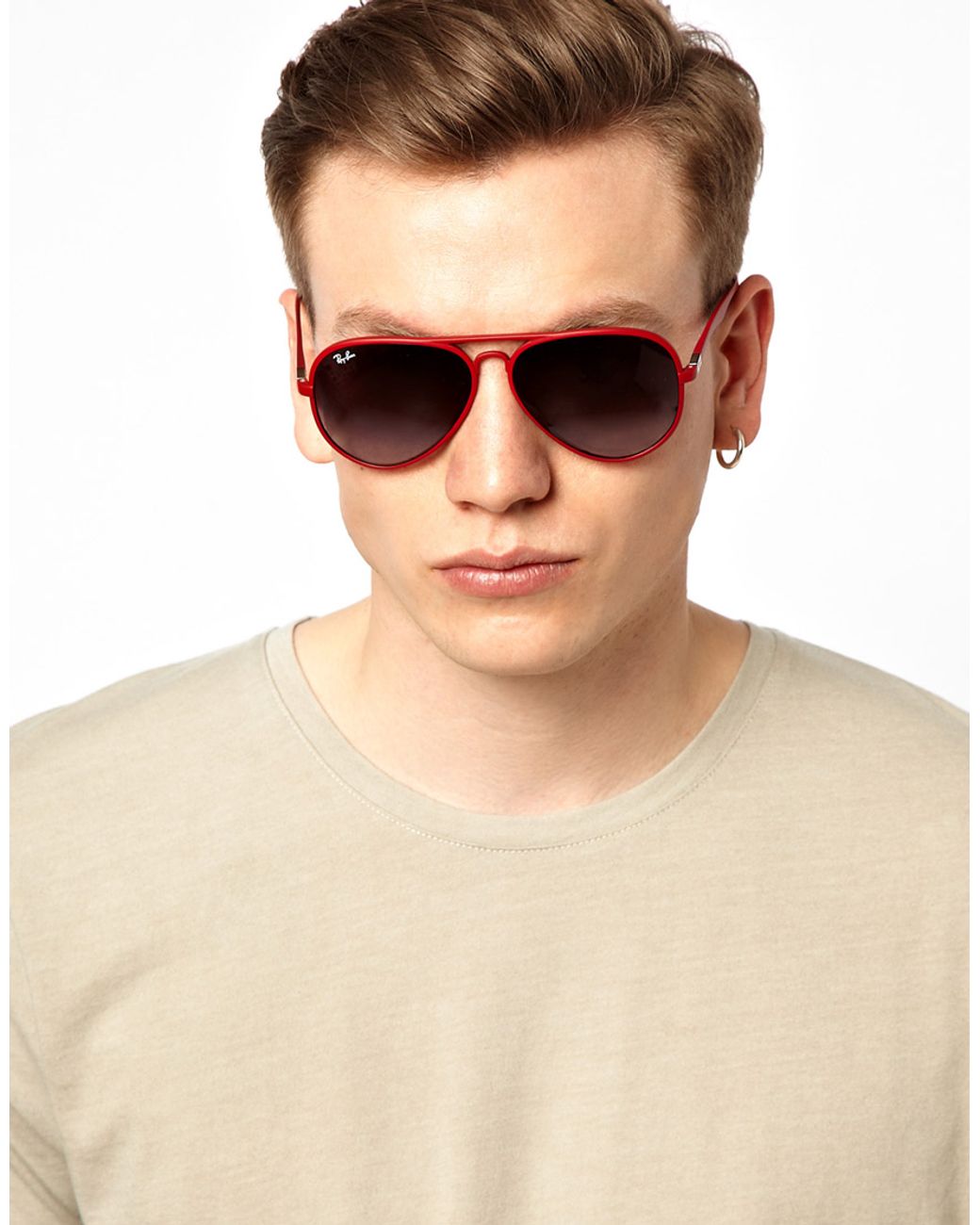 Ray-Ban Aviator Sunglasses in Red for Men | Lyst
