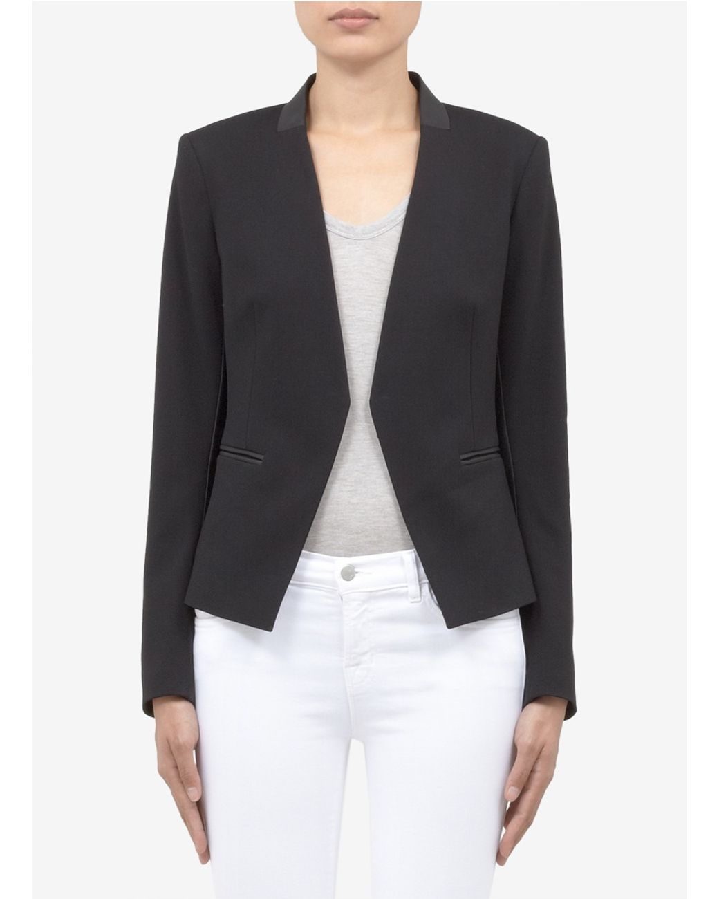 Theory 'lanai' Leather-trim Jacket in Black | Lyst