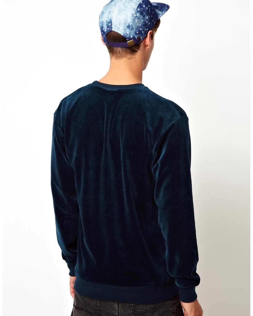 American Apparel Velour Sweatshirt in Blue for Men | Lyst