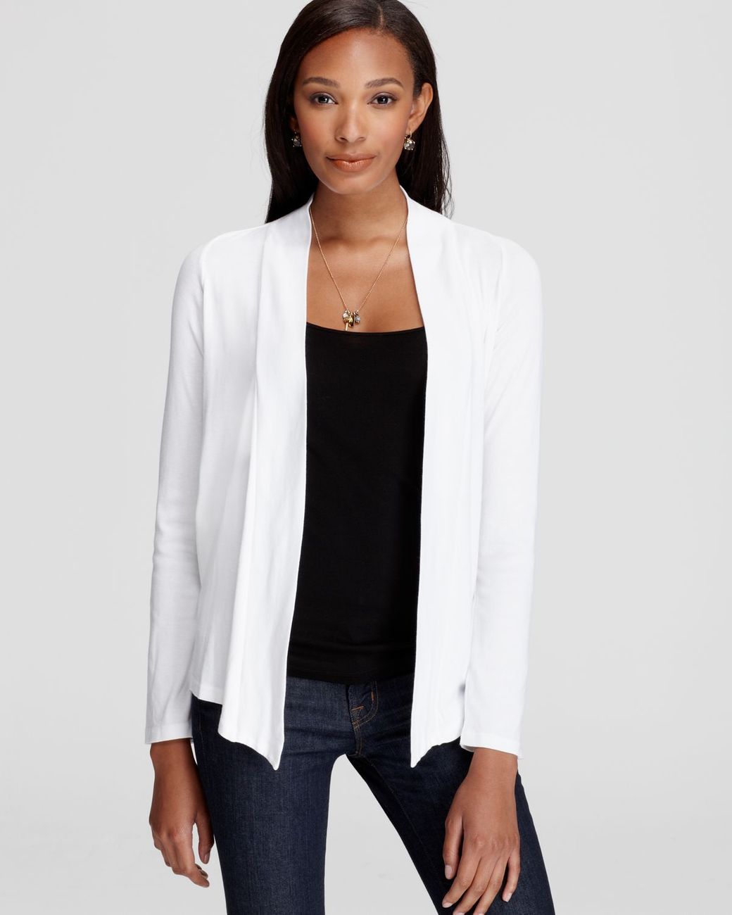 Splendid Drapey Open Front Cardigan in White Lyst