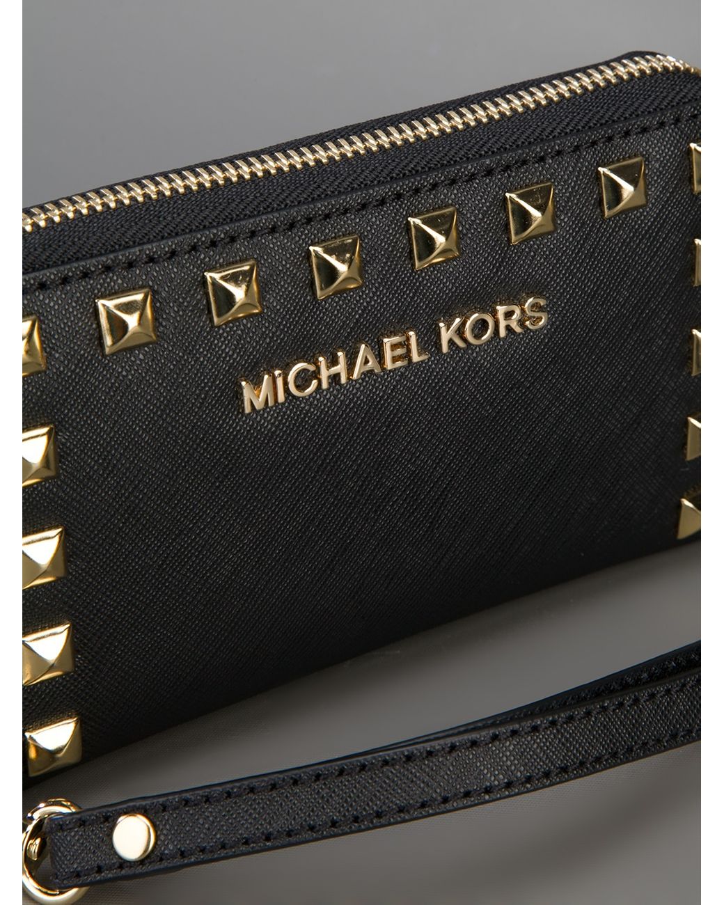 Michael Kors Studded Wristlet Wallet in Black | Lyst