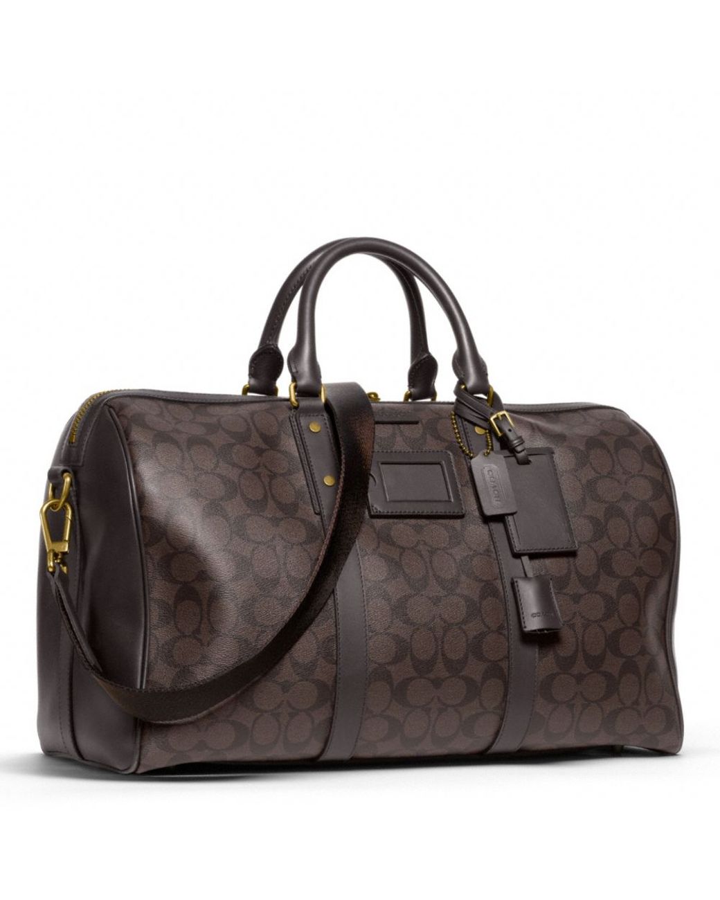 COACH Bleecker Monogram Duffle In Signature Coated Canvas in Black