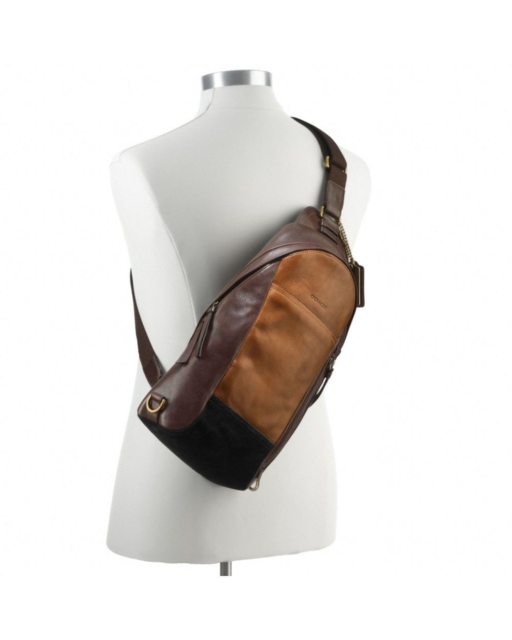 Men's coach leather sling bag hotsell