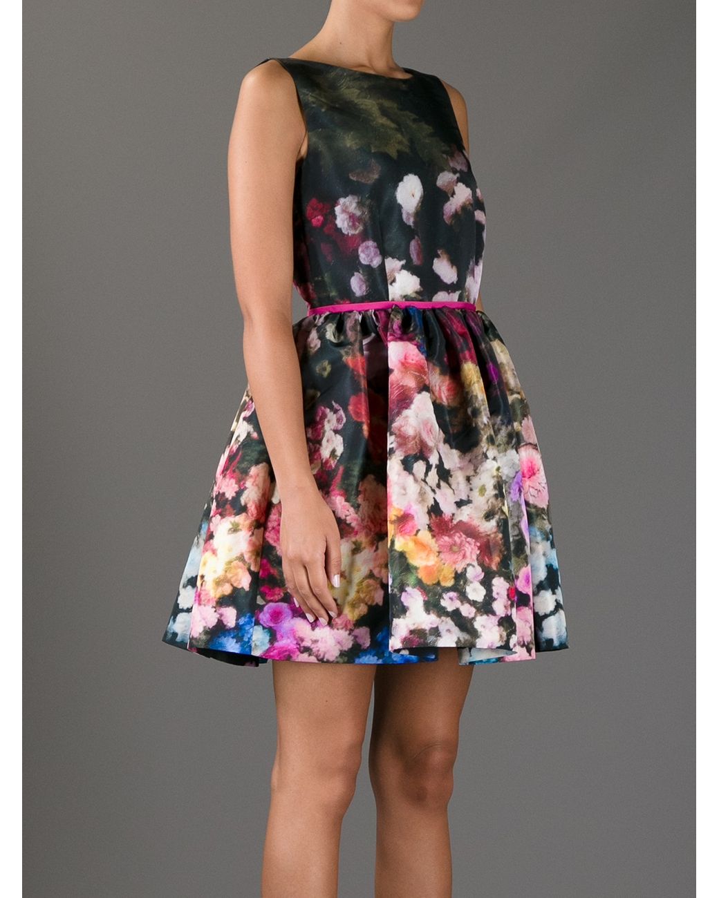 RED Valentino Floral Dress in Black | Lyst