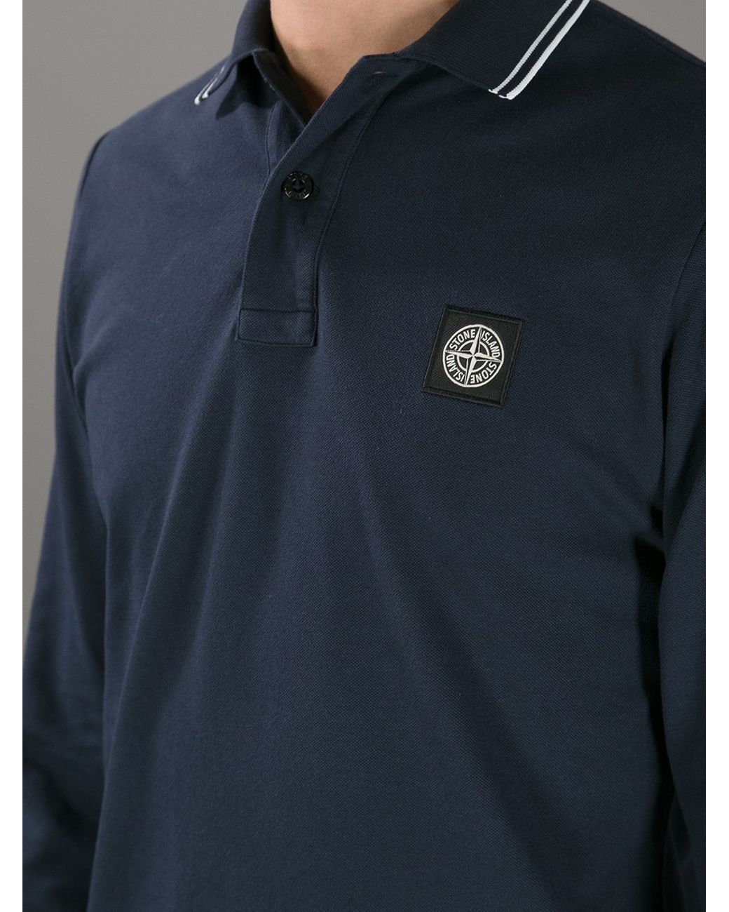 stone island long sleeve polo black