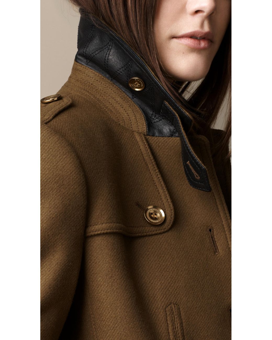 Burberry short double wool twill trench on sale coat
