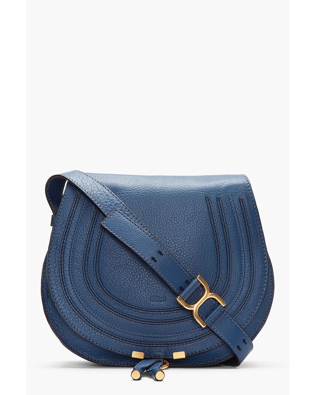 Chloé Medium Royal Navy Leather Marcie Shoulder Bag in Blue | Lyst