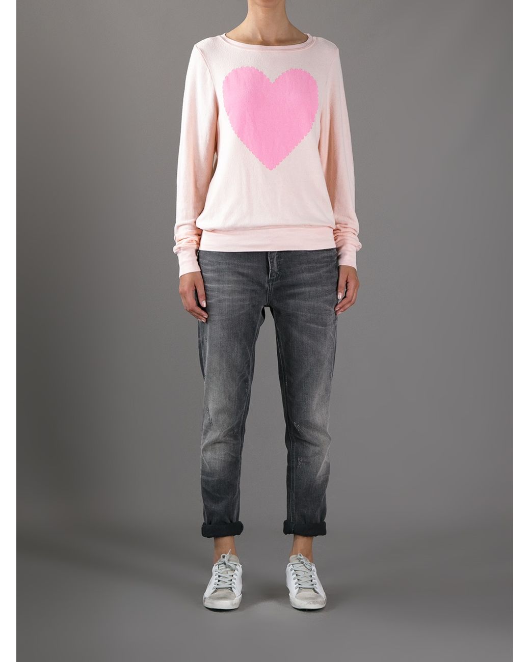 rangle visuel Våd Wildfox Heart Print Sweater in Pink | Lyst
