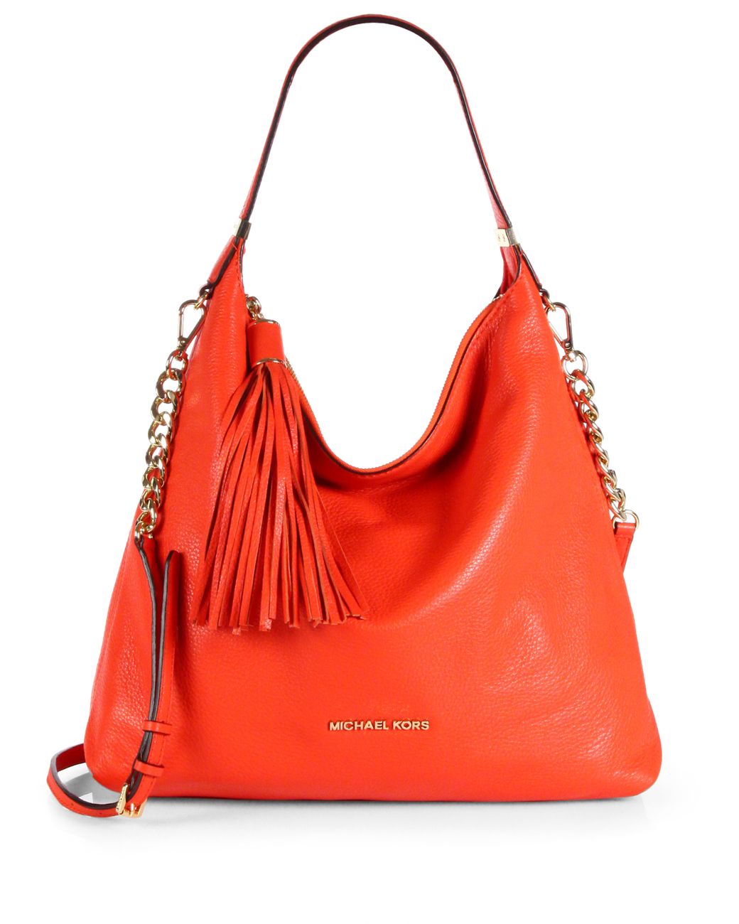 Buy the Michael Kors Joplin Orange Suede Leather Large Shoulder Bag
