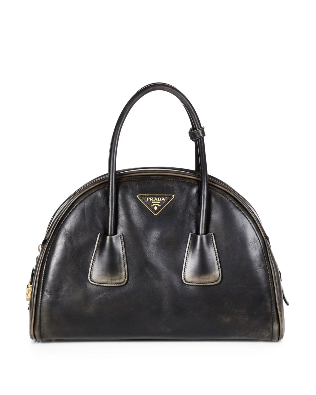 Prada Vitello Vintage Bowler Bag in Black | Lyst