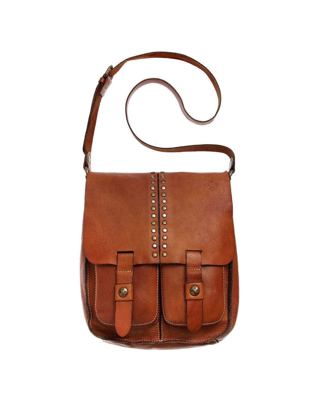 Patricia Nash Armeno Washed Leather Studded Messenger Bag in Brown | Lyst
