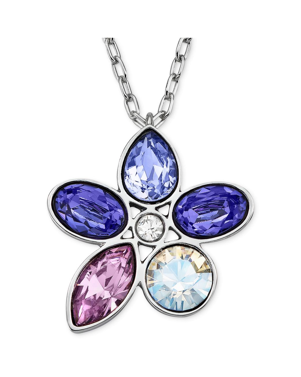 Swarovski Rhodiumplated Purple Crystal Flower Pendant Necklace in Blue |  Lyst