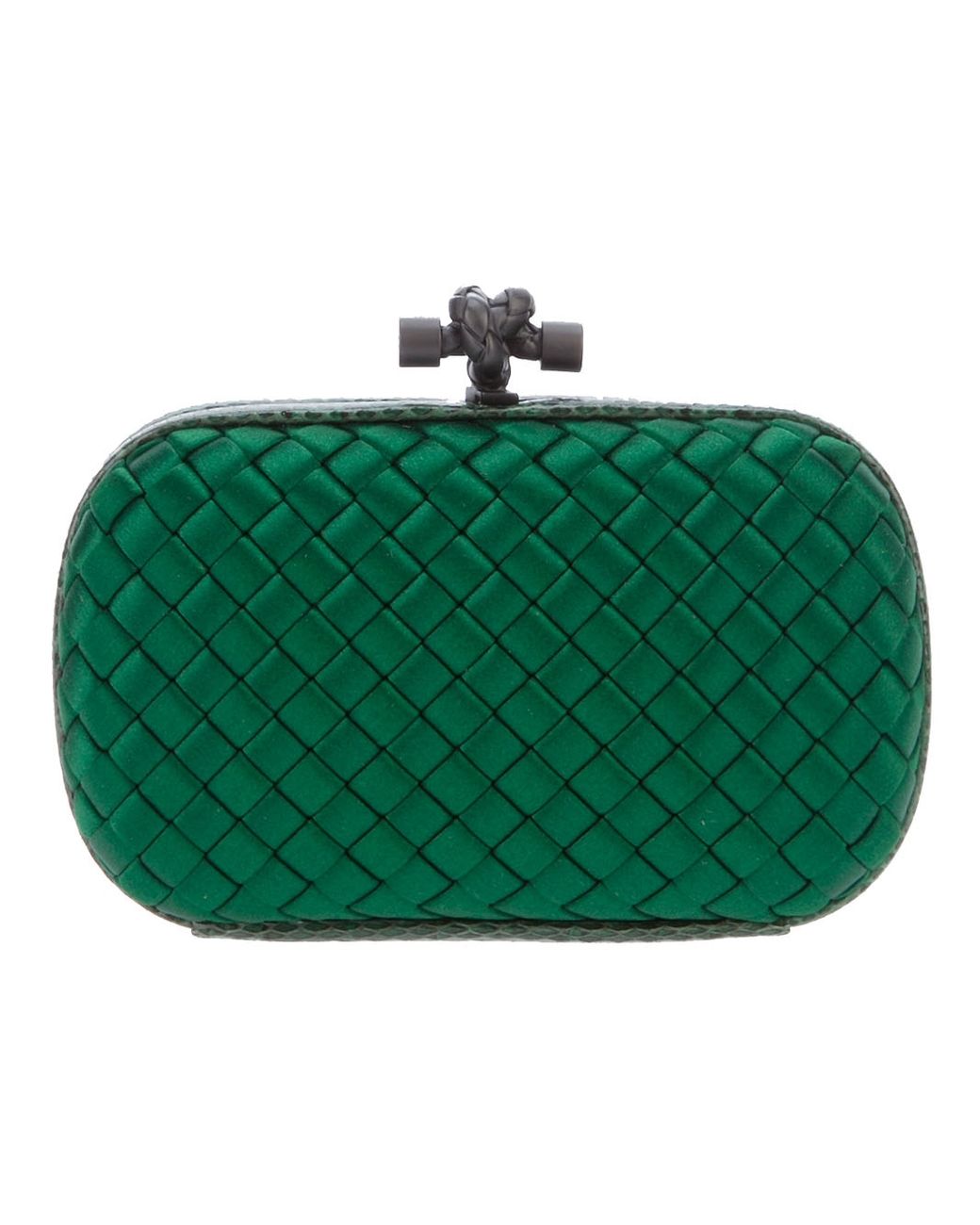 【BOTTEGA VENETA】Green Clutch Bag Bottega Veneta Mini Pouch Clutch in Acid Green & Silver | FWRD