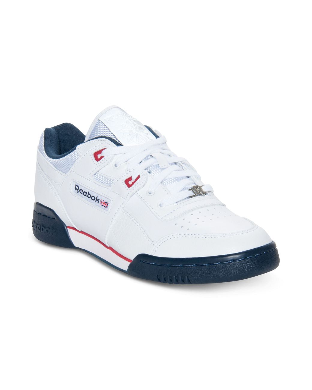 Reebok Workout Plus Casual Sneakers in White/Navy/Red (White) for Men ...