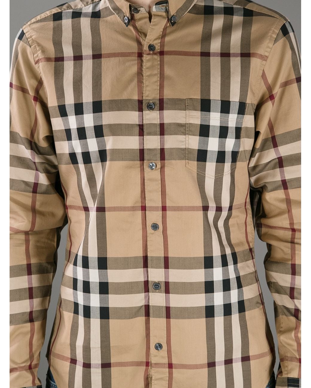 Burberry Brit Checked Shirt in Natural for Men | Lyst UK
