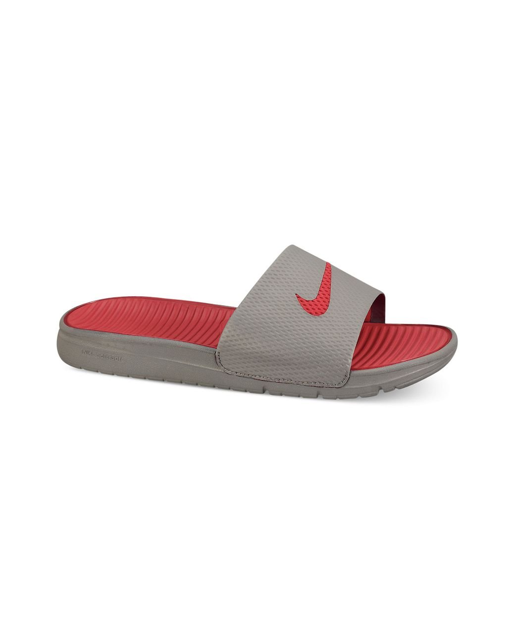 Nike Benassi Solarsoft Slides in Grey/Red (Gray) for Men | Lyst