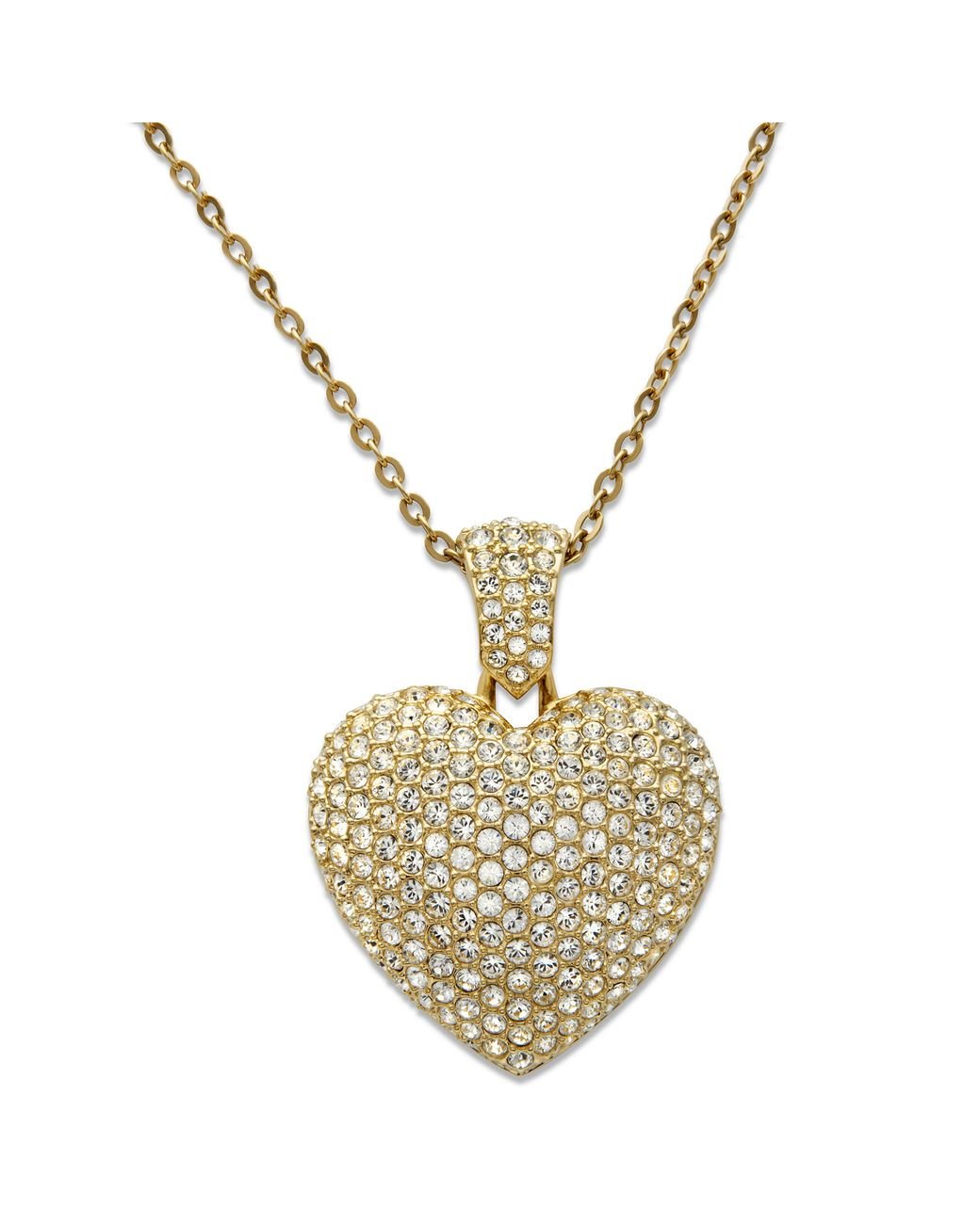 Swarovski Puffed Heart Pendant in Metallic Lyst