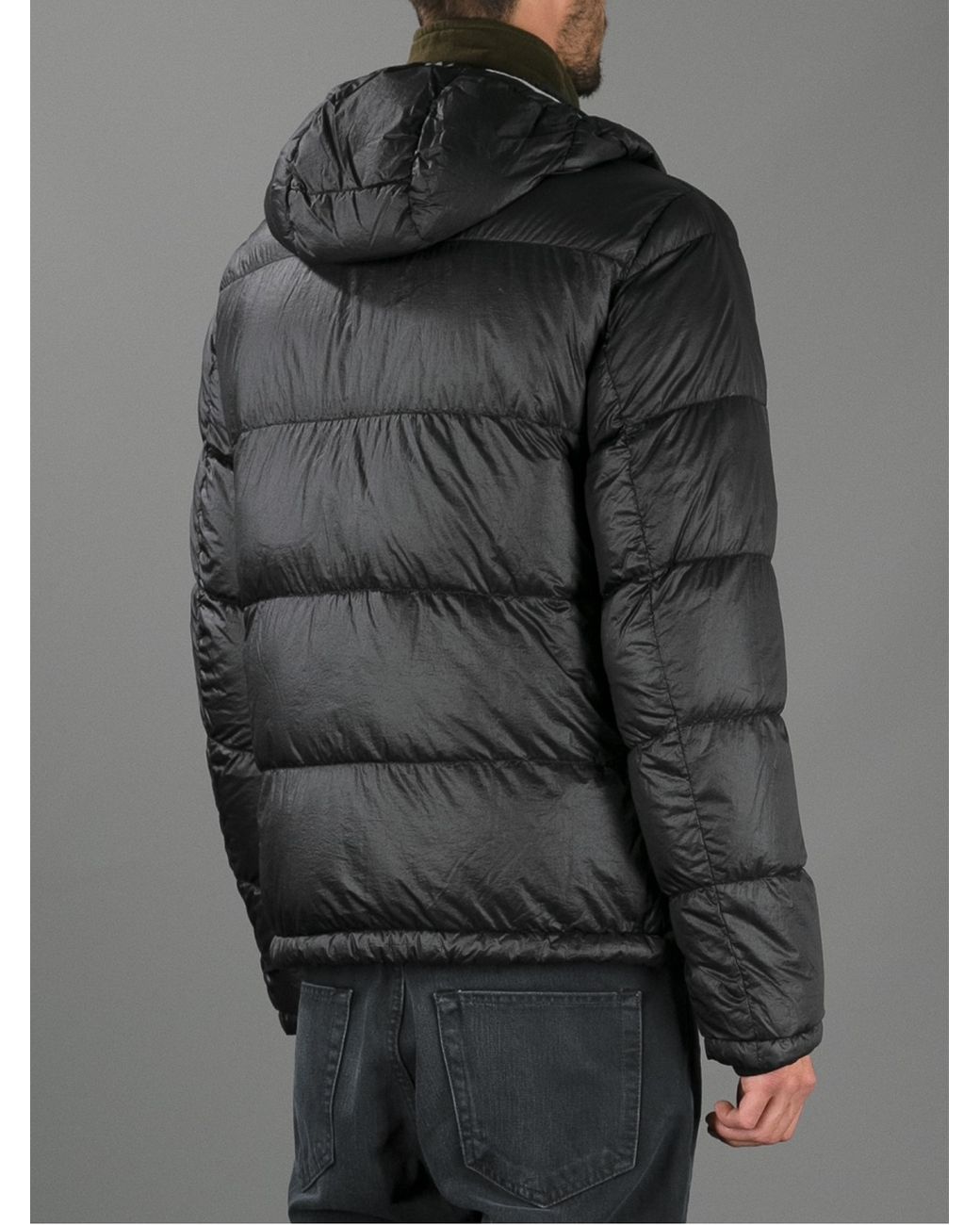 Stone Island Logo-patch Hooded Jacket in Black for Men Mens Clothing Jackets Down and padded jackets 