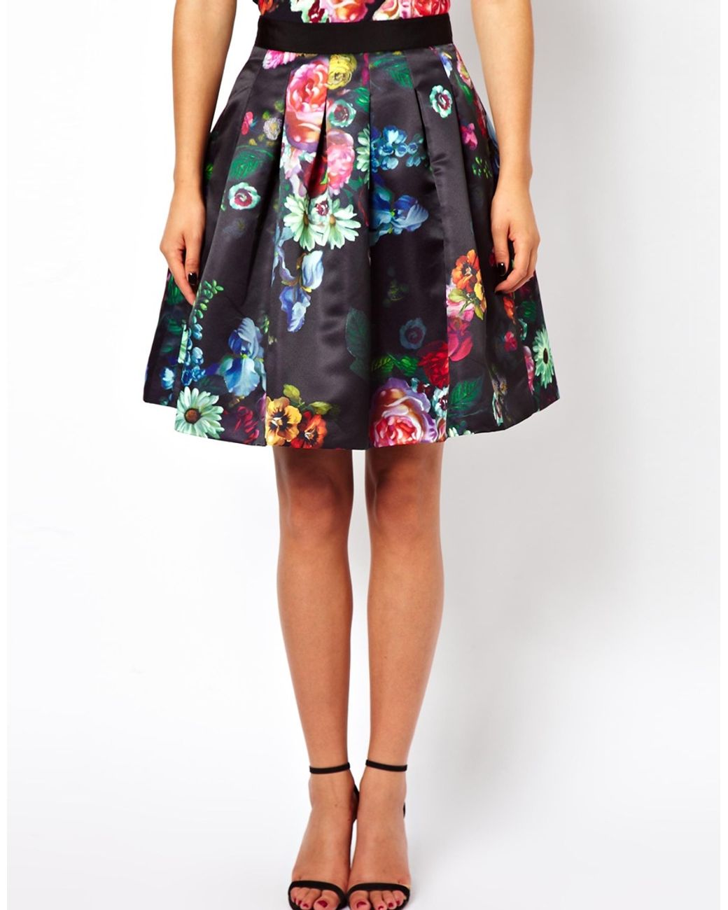 Ted Baker Full Skirt in All Over Floral Print in Black | Lyst