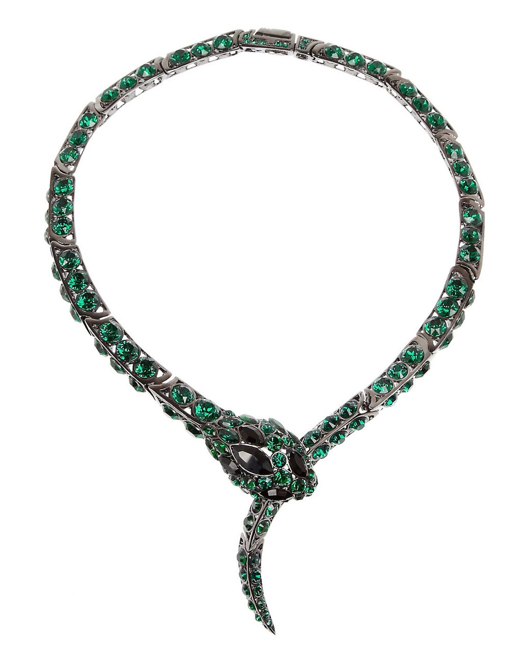 Roberto Cavalli Blackened Brass Swarovski Crystal Snake Necklace in ...