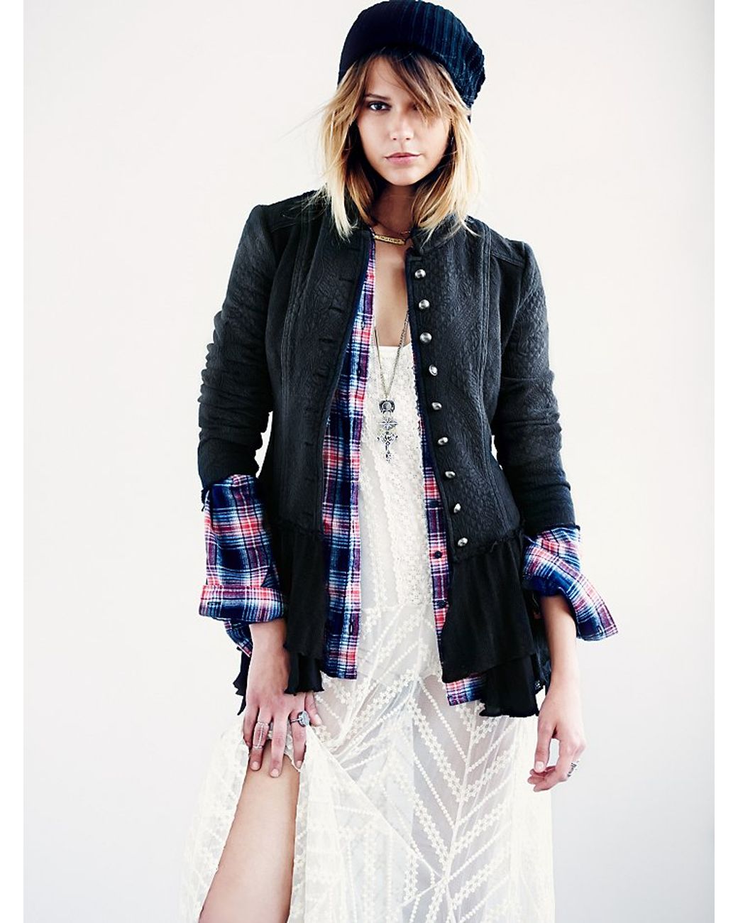 free people military ruffle jacket