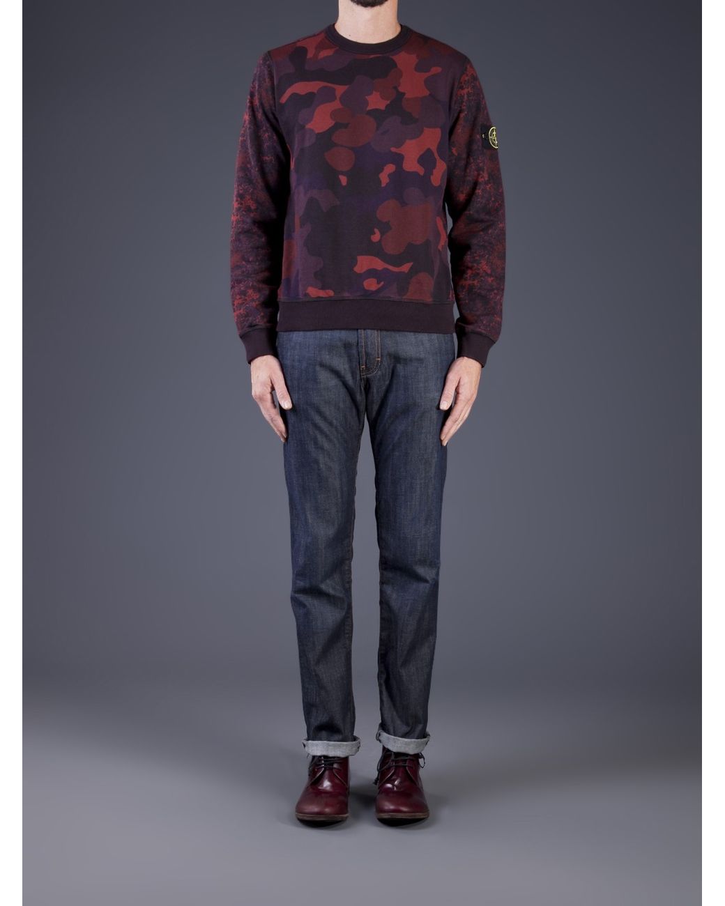 Stone Island Camo Print Sweatshirt in Red for Men | Lyst UK