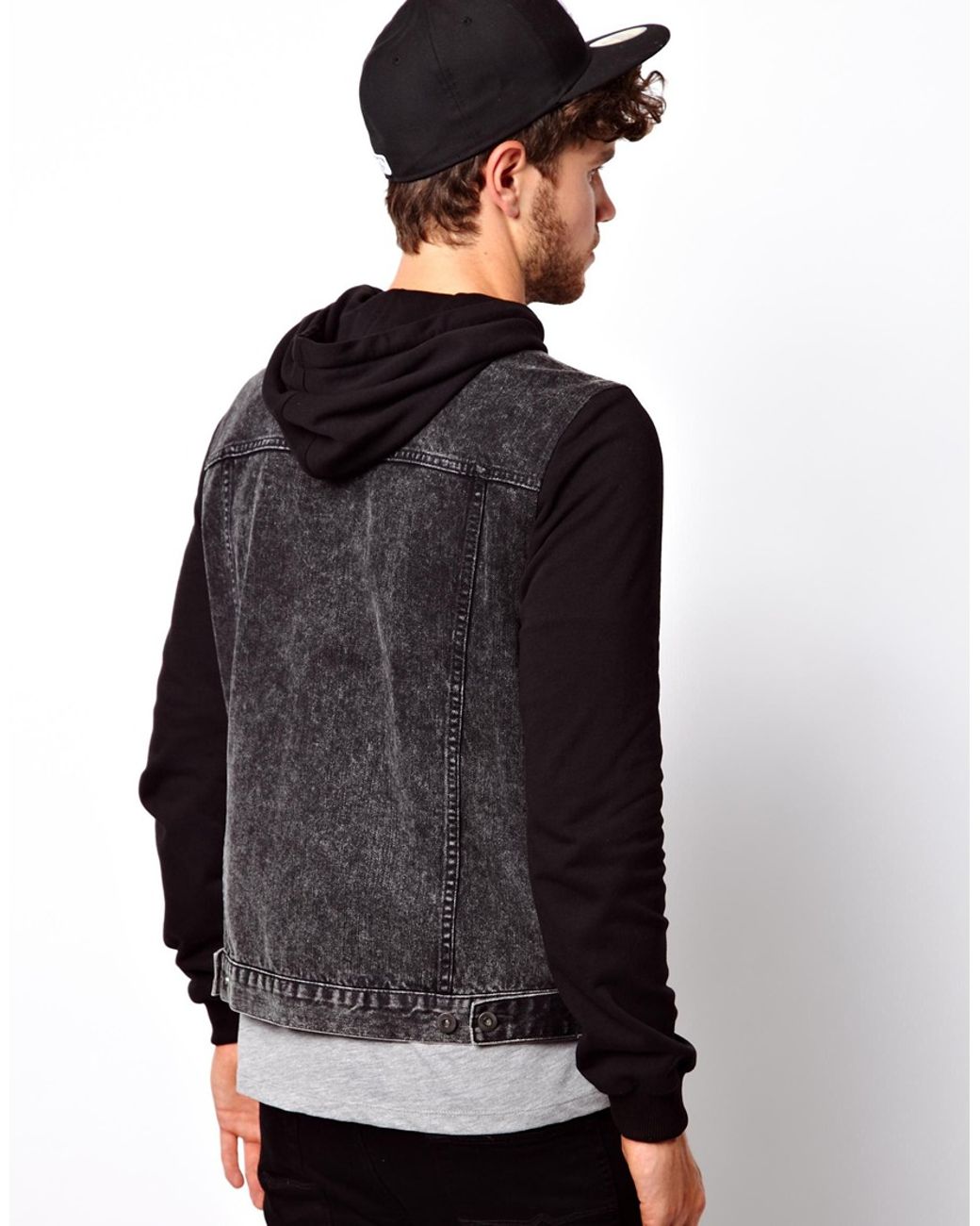 ASOS Denim Jacket With Jersey Sleeves 