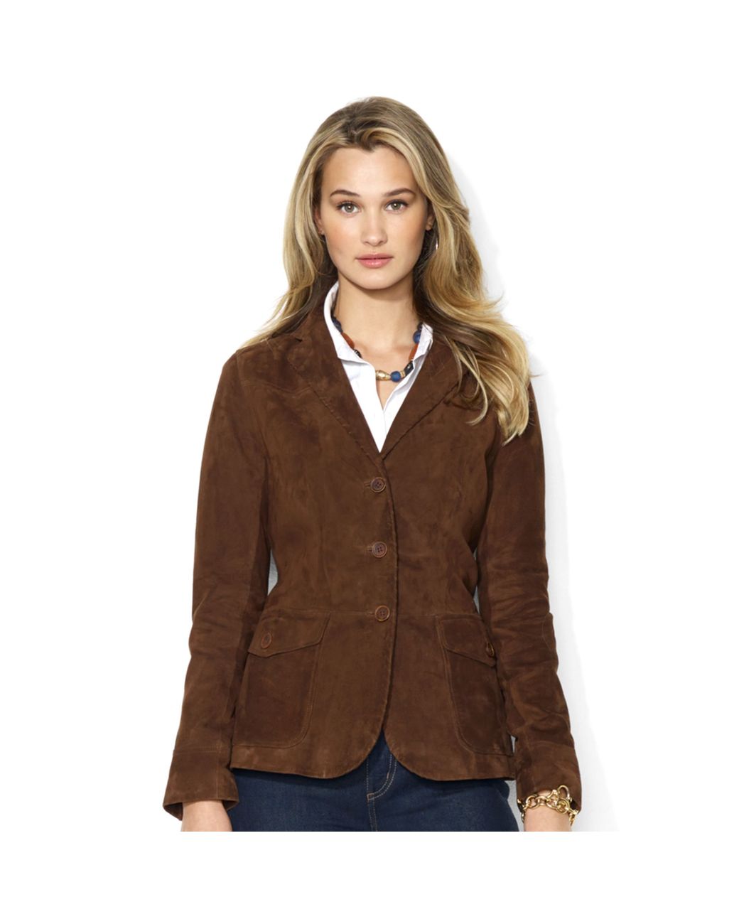 Lauren by Ralph Lauren Lauren Jeans Co Jacket Suede Blazer in Brown | Lyst