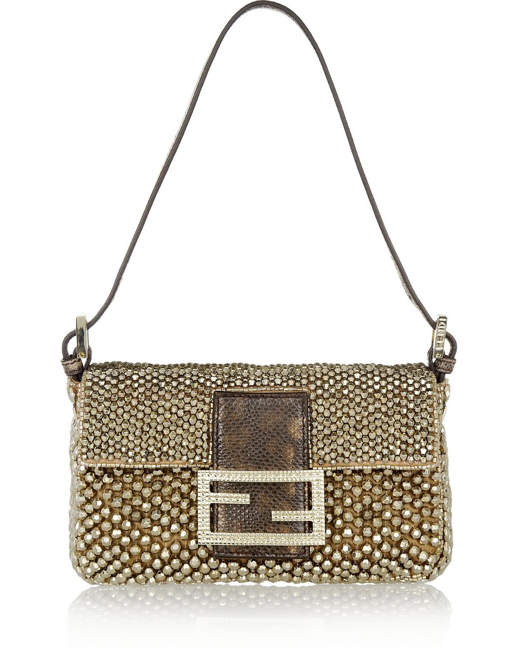 Fendi Baguette Mini Snake trimmed Beaded Bag in Metallic Lyst Canada