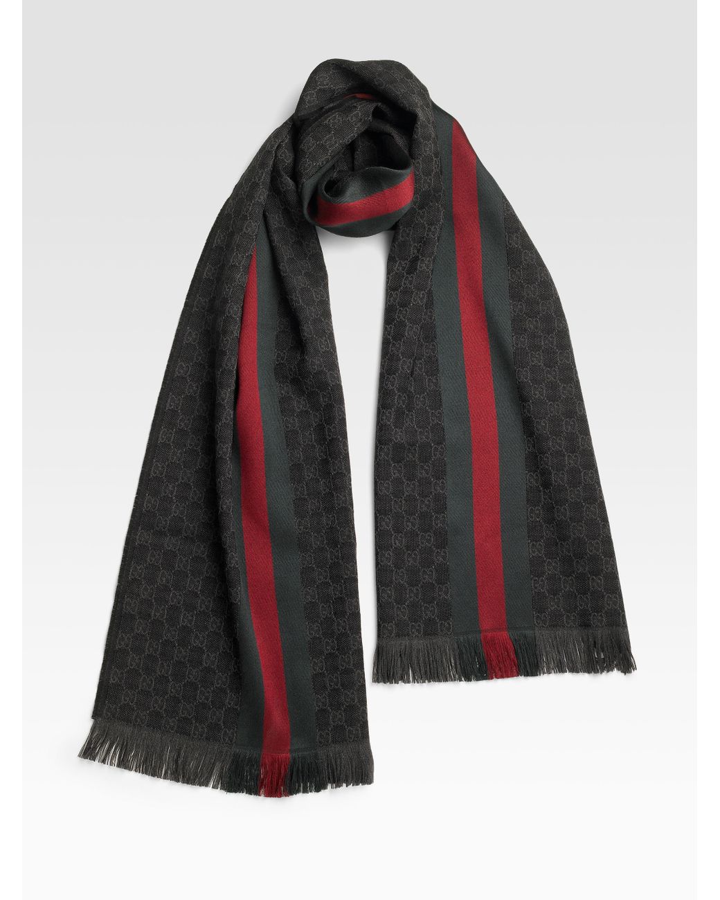 Gucci Gg Jacquard Knit Scarf in AnthraciteDark Green (Green) for Men