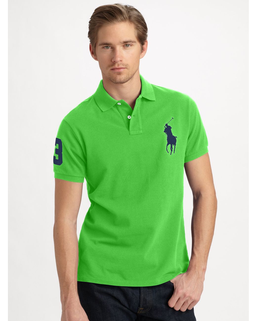 Polo Ralph Lauren Customfit Big Pony Polo in Green for Men | Lyst
