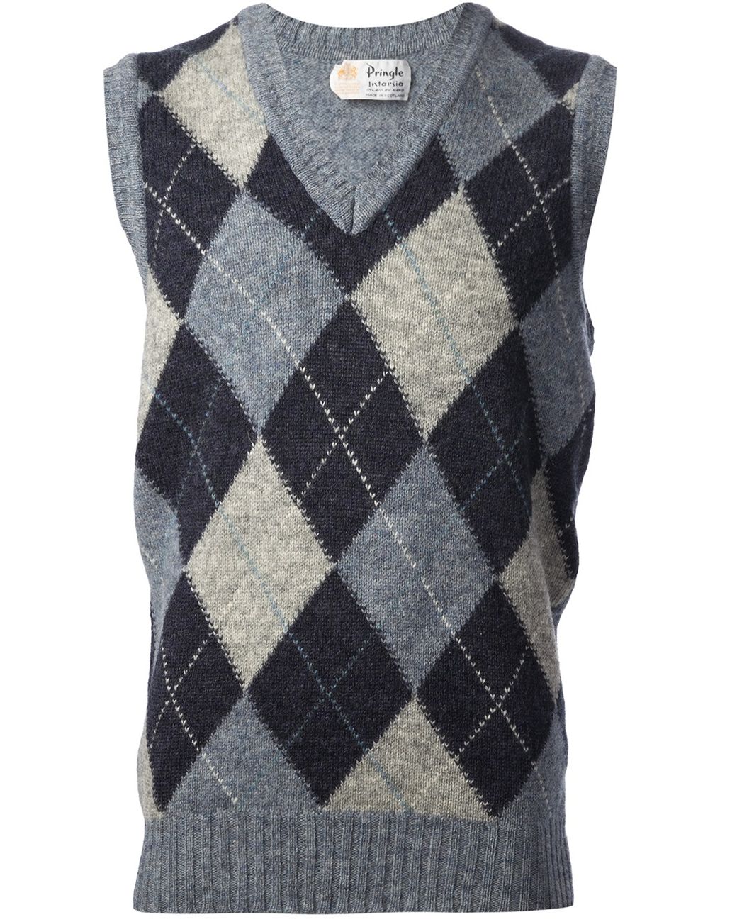 Pringle of Scotland Diamond Check Sleeveless Jumper in Brown for