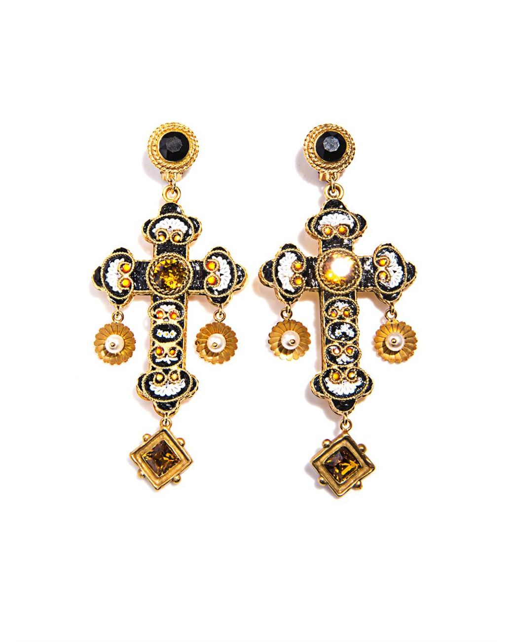 Dolce & Gabbana Filigree Cross Earrings in Metallic | Lyst