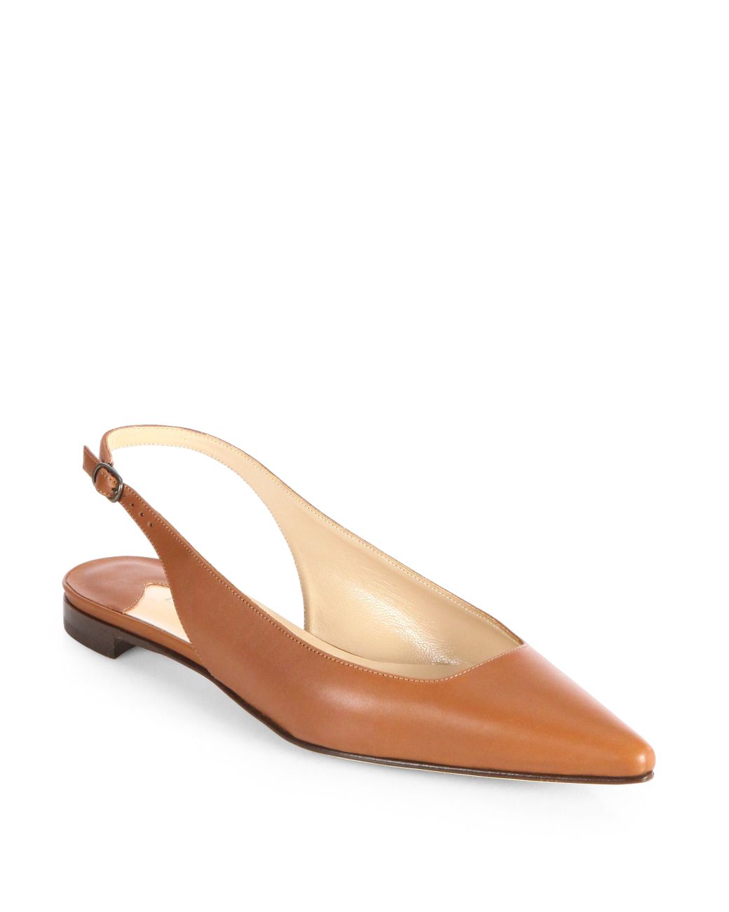 Manolo Blahnik Lestina Nappa Leather Slingback Flats in Brown Lyst