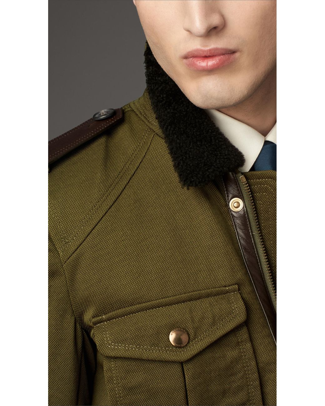 Burberry green military coat hotsell