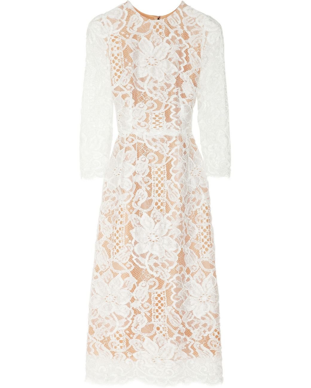 Dolce & Gabbana Lace and Silk-organza Midi Dress in White | Lyst