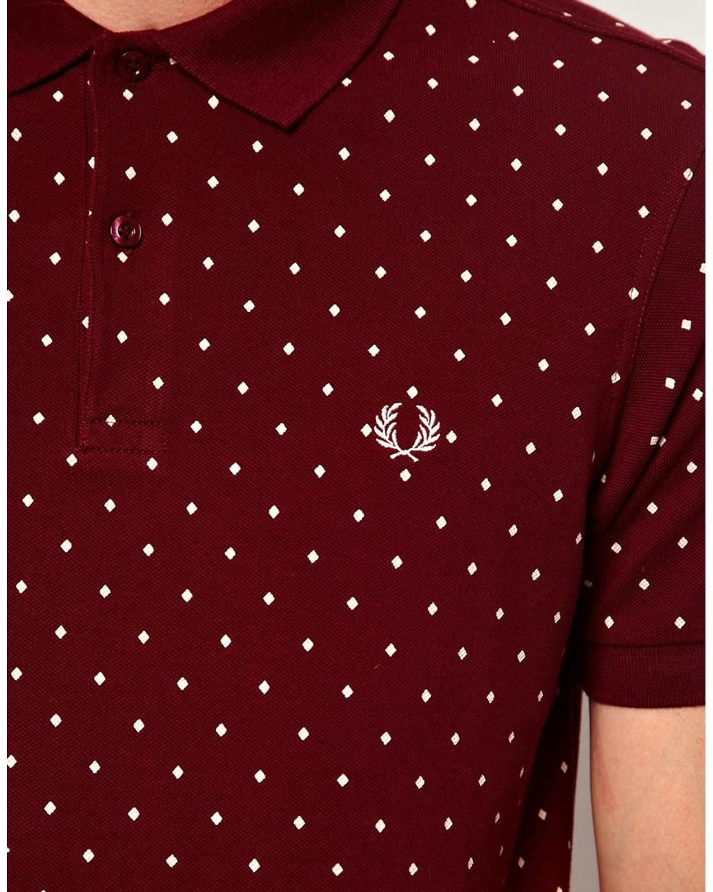 Fred Perry Polka Dot Print Polo Shirt in Red for Men | Lyst