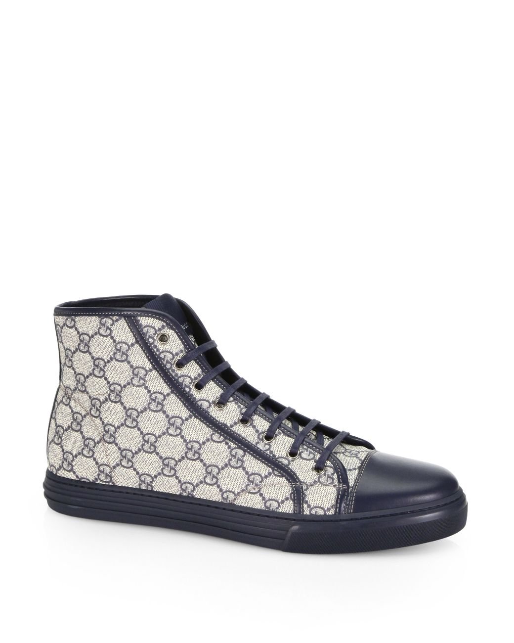 Gucci Gg Plus High-Top Sneakers in Gray Men Lyst