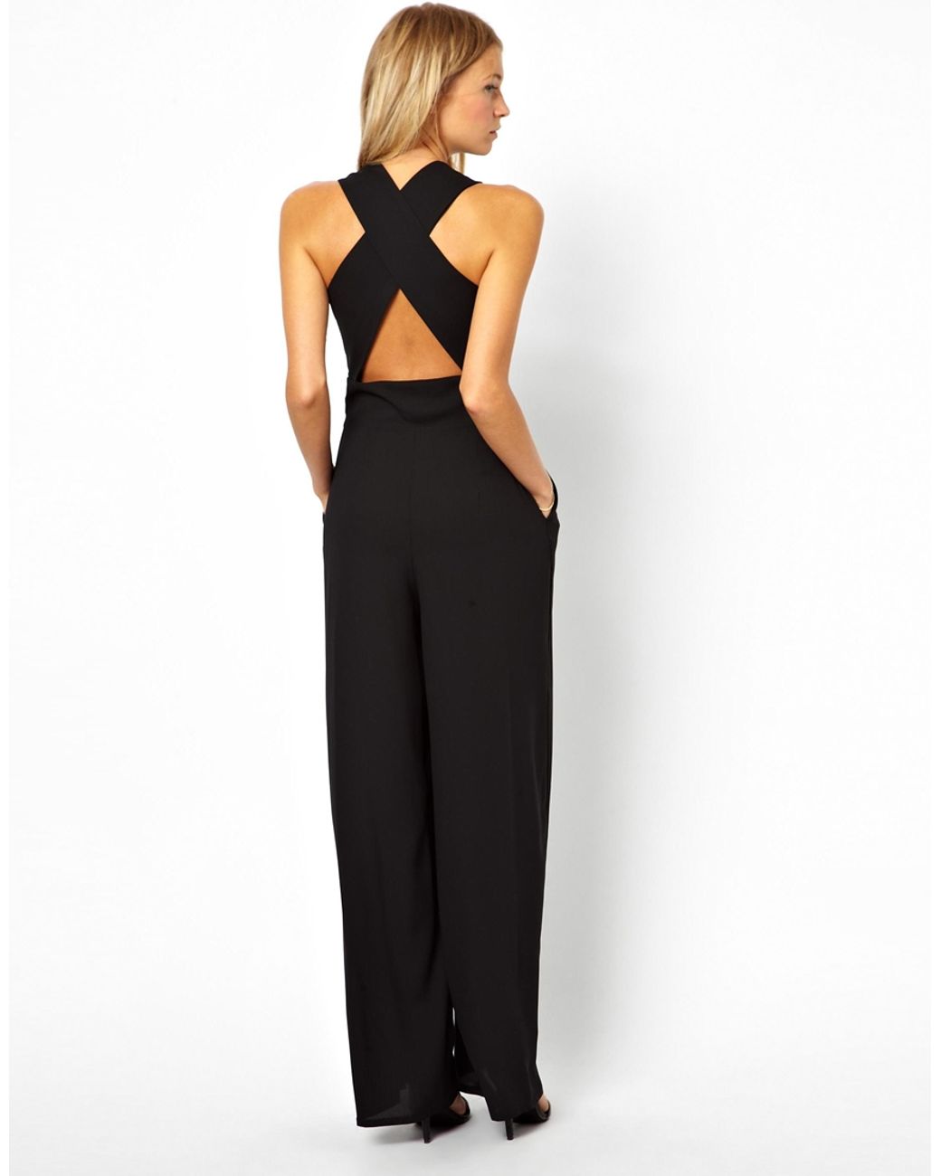 Love Jumpsuit With Cross Back in Black | Lyst