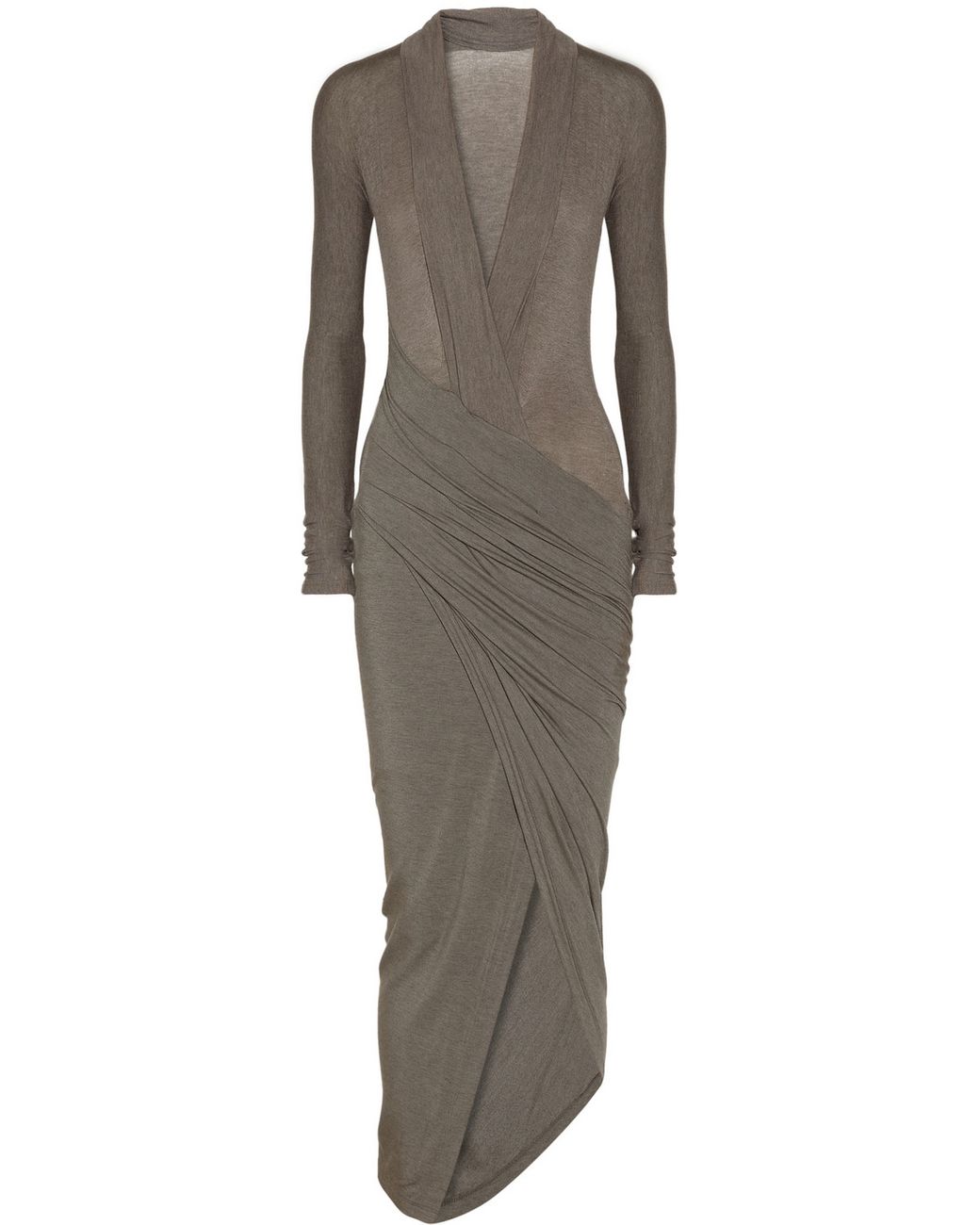 Donna Karan Draped Wrapeffect Jersey Dress in Gray | Lyst
