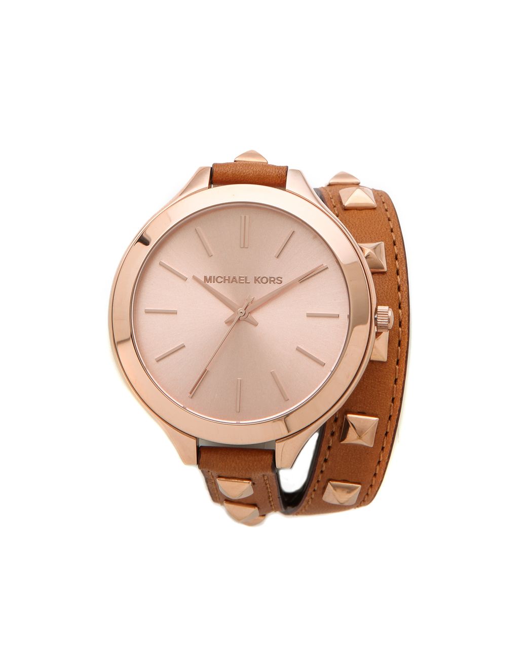 Michael Kors Pyramid Runway Double Wrap Watch in Brown | Lyst