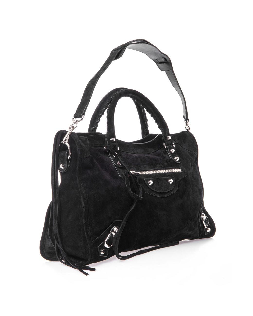 Balenciaga Classic Suede City Bag in Black | Lyst