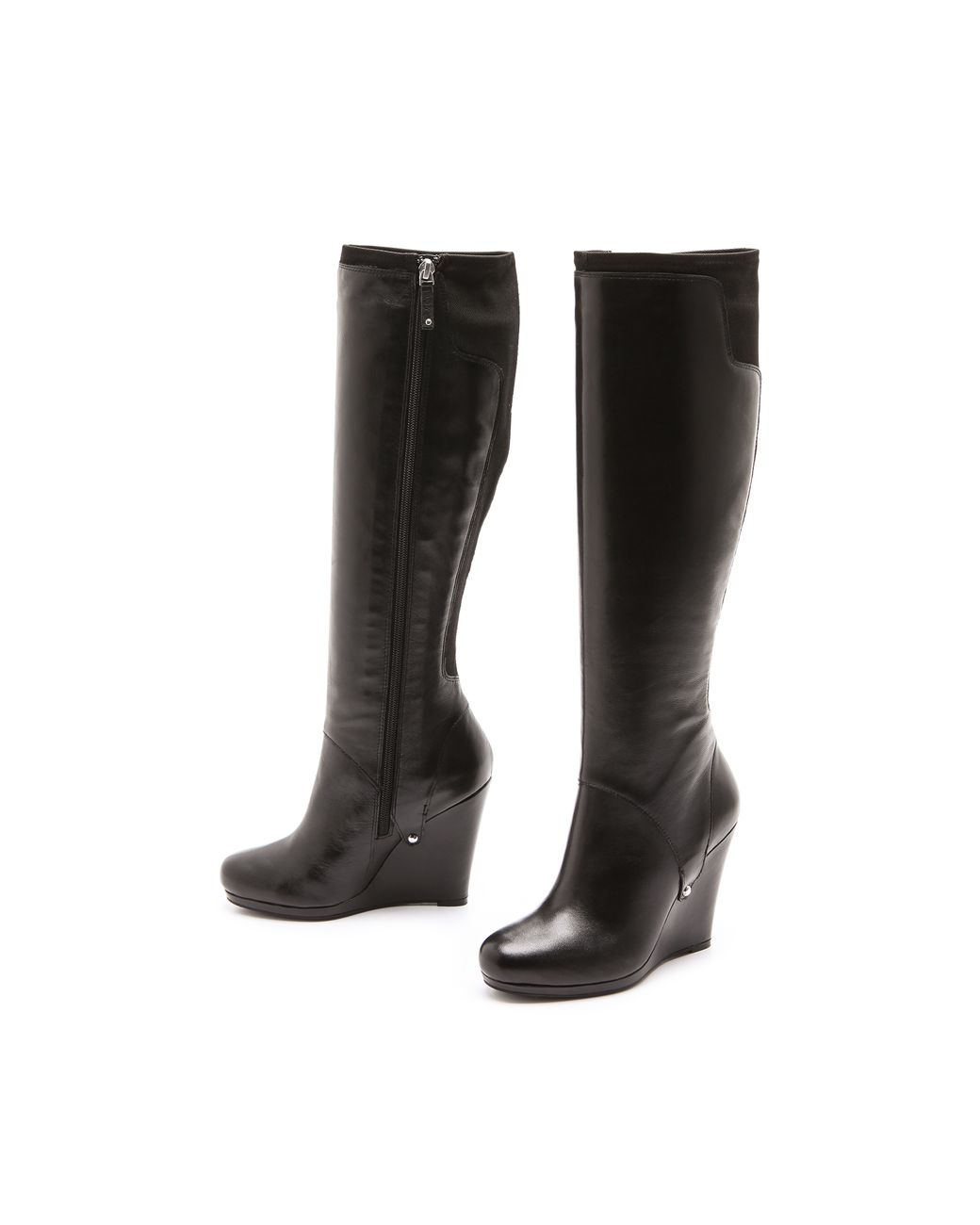 DKNY Nadia Stretch Back Wedge Boots in Black Lyst