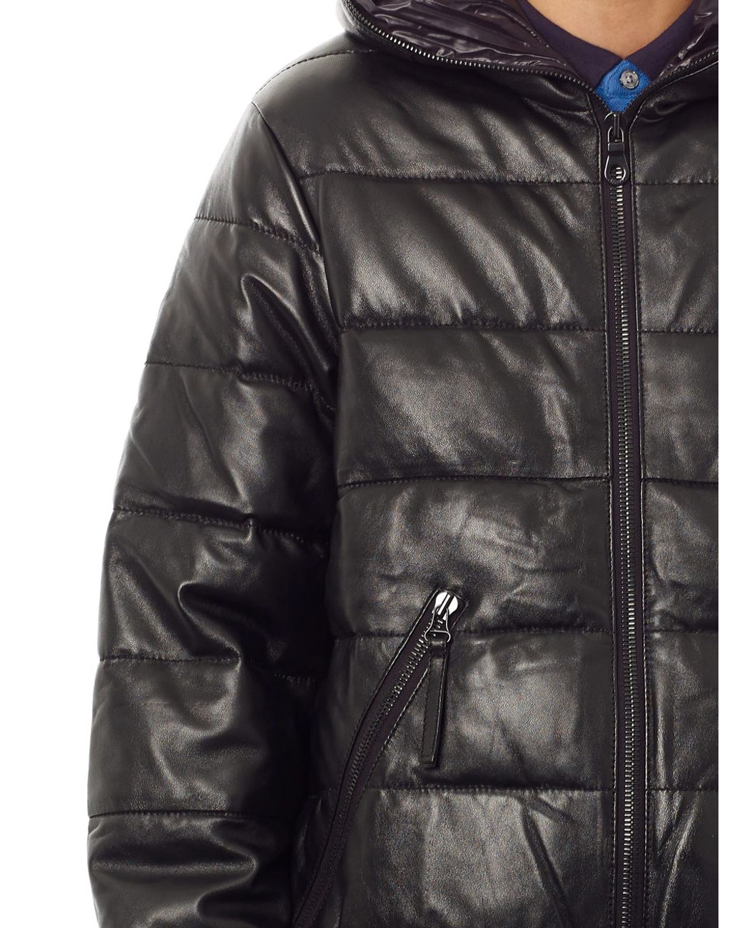 Duvetica Dionisio Leather Down Jacket in Black for Men | Lyst