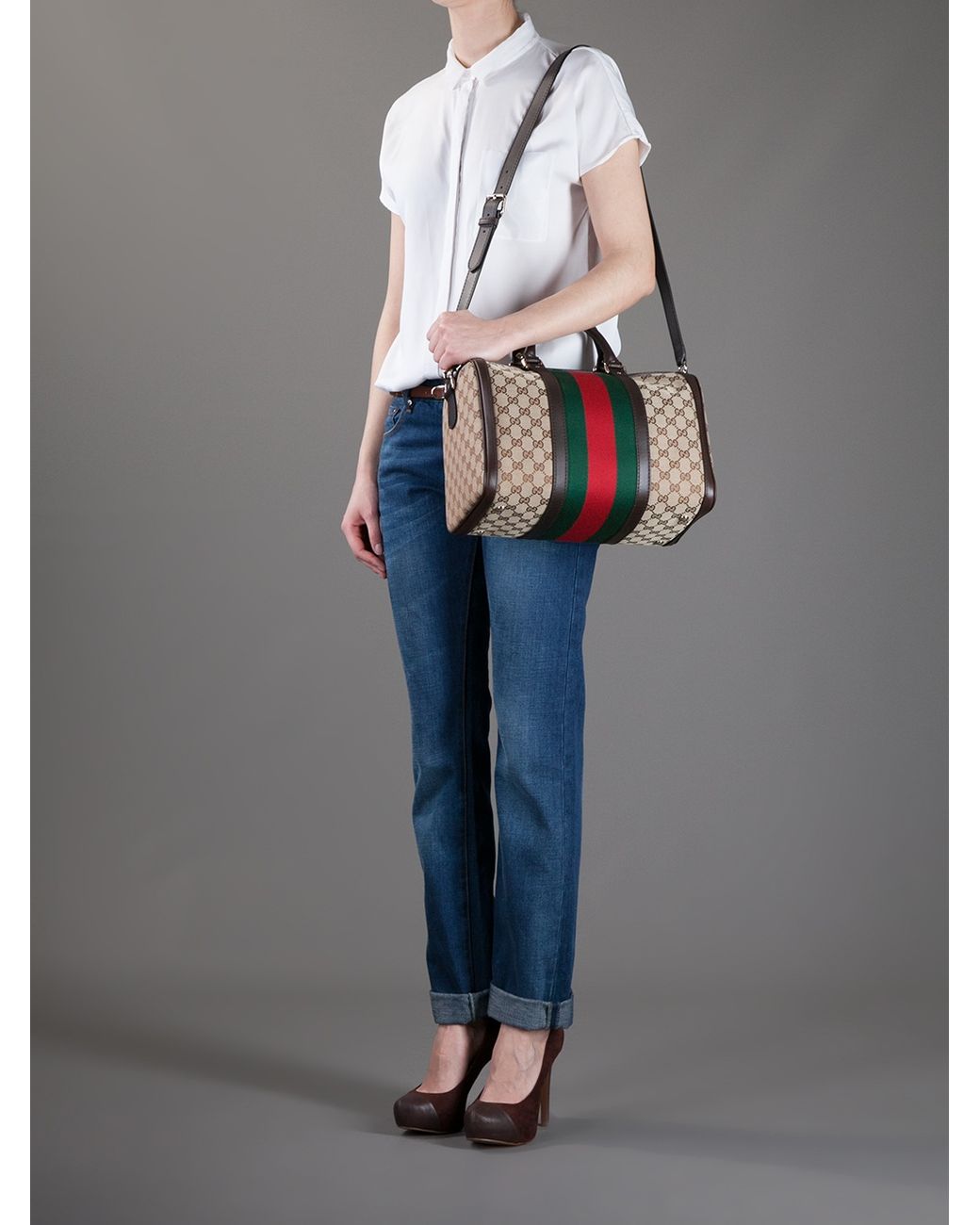 Gucci vintage web boston bag cheap