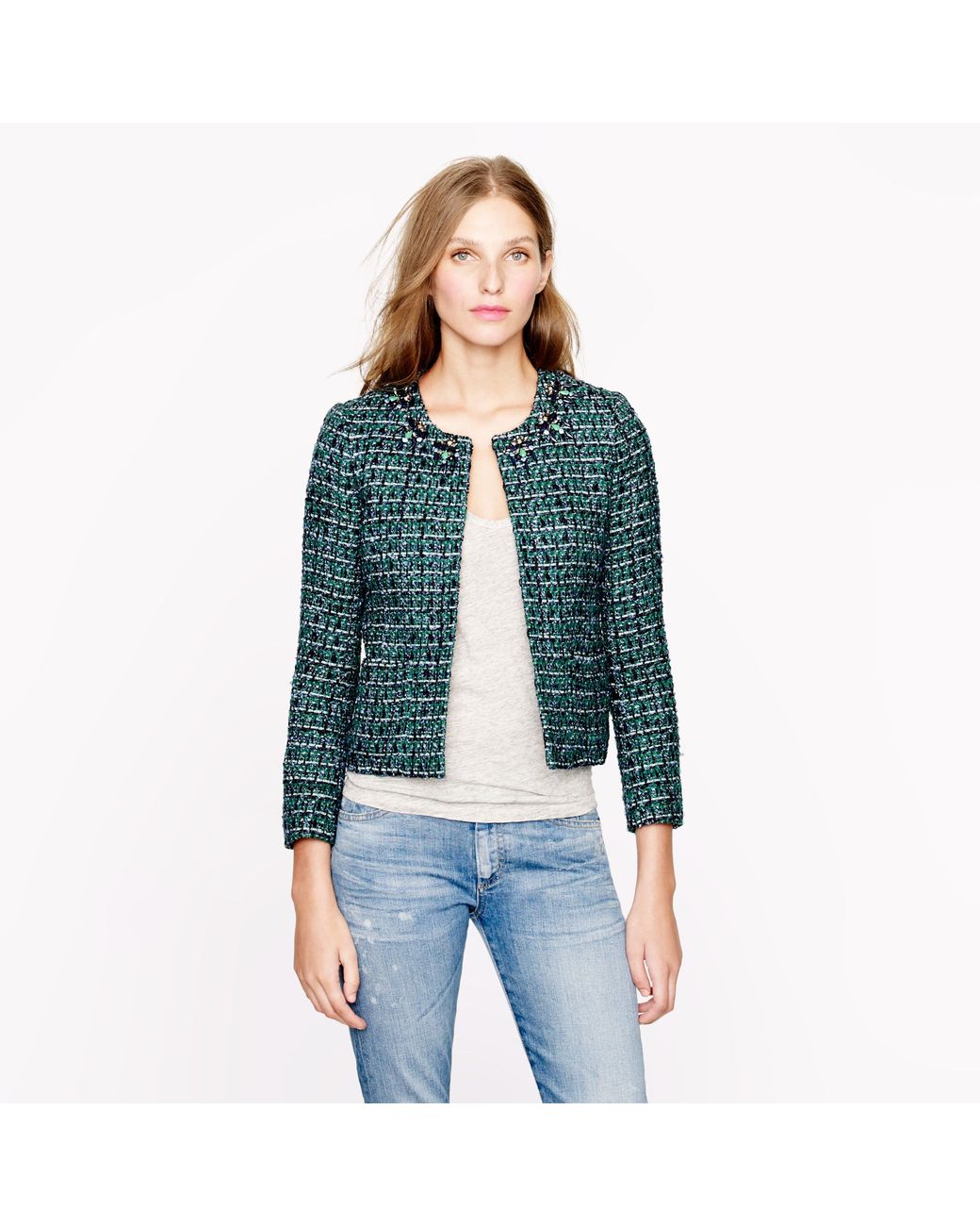J crew top tweed jacket womens