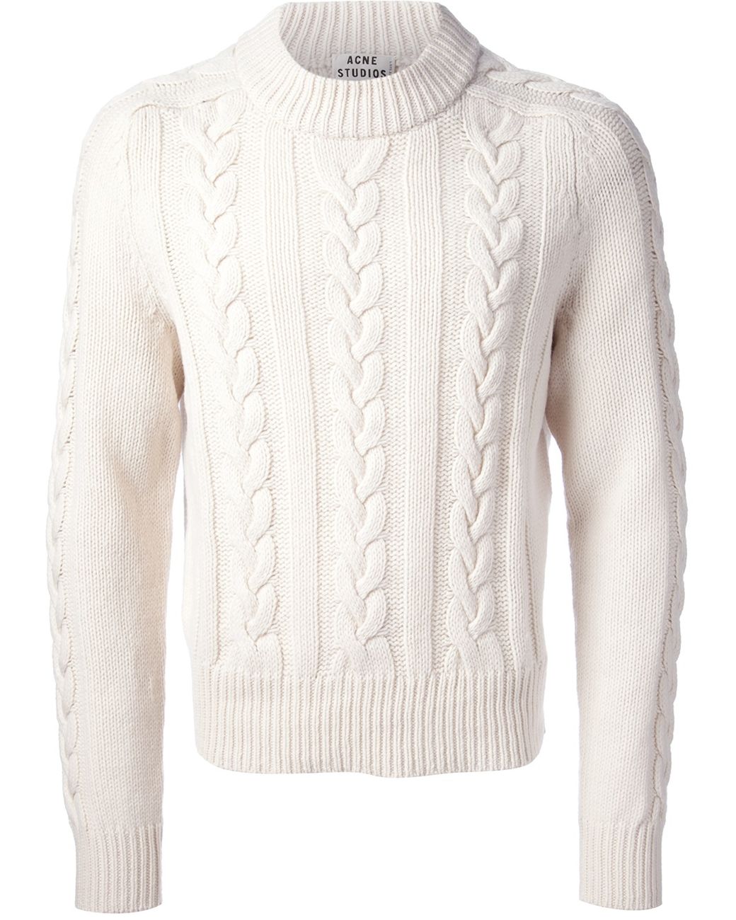 Acne Studios Brent Cable Knit Sweater in White for Men | Lyst