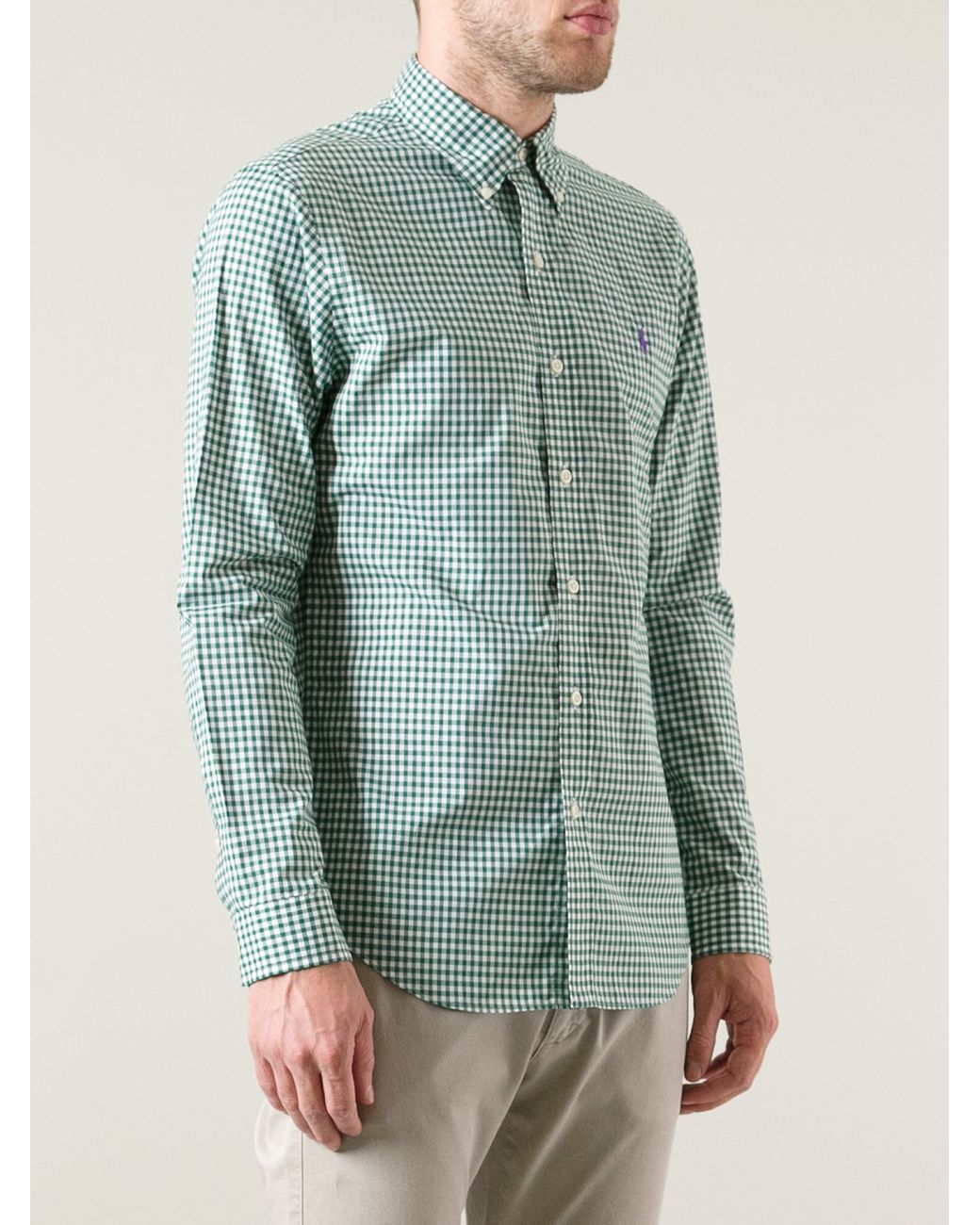 Polo Ralph Lauren Cotton Gingham Oxford Shirt in Green for Men | Lyst